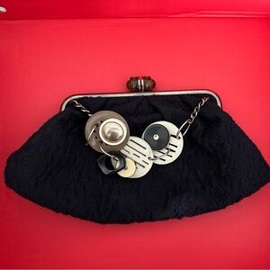 Vintage Marni clutch with tortoiseshell kiss lock closure